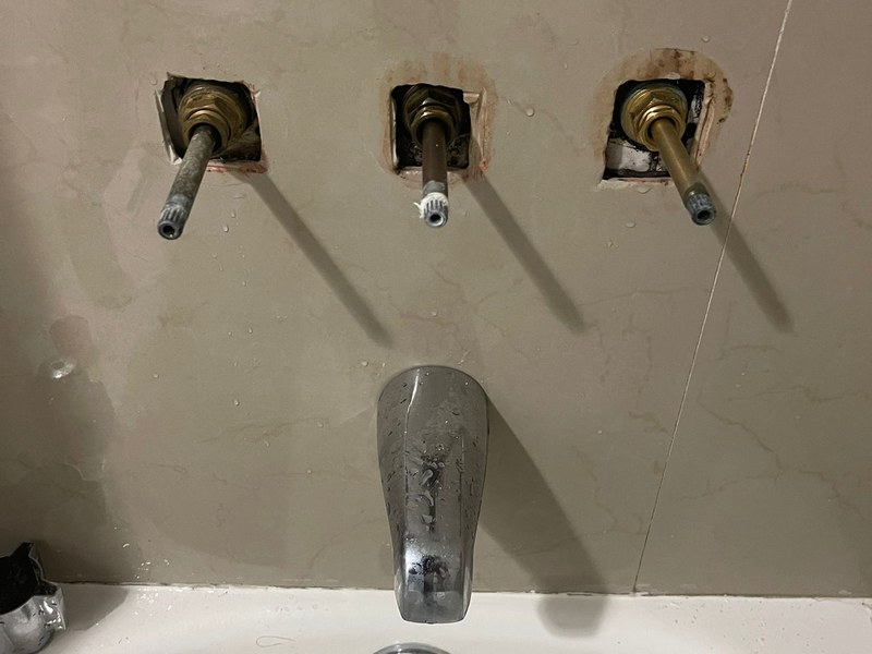 Tub faucet trim before