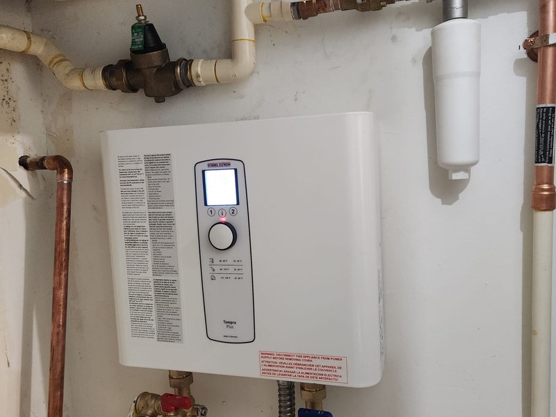 Tankless water heater installation detail